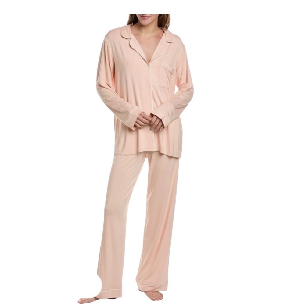 Hale Bob Blush Pink Modal Spandex Long Sleeve Pajama Set Size L New NWT (D)‎